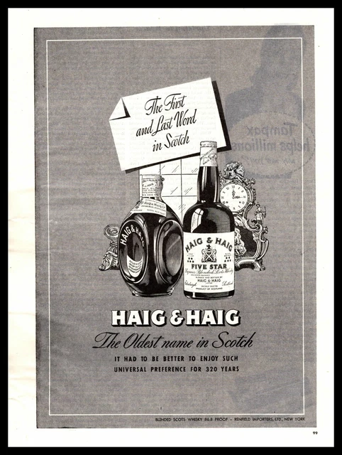 1947 Haig & Haig Five Star Scotch Whisky "It Had To Better" Vintage Print Ad