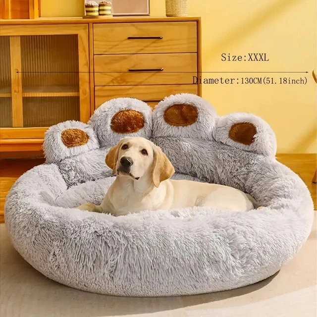 Donut Plush Pet Dog Cat Bed Fluffy Soft Warm Calming Bed Sleeping Kennel Nest