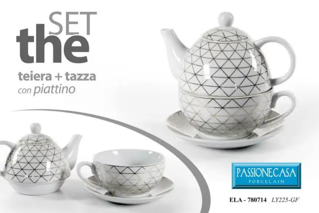 Set Teiera Con Tazza + Piatto The In Porcellana 16 Cm Servizio The Ela-780714