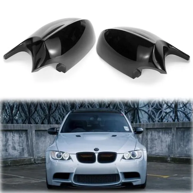 Pair M3 Style Side Mirror Cover Caps For BMW E90 E92 E93 LCI 2008-13 Gloss Black