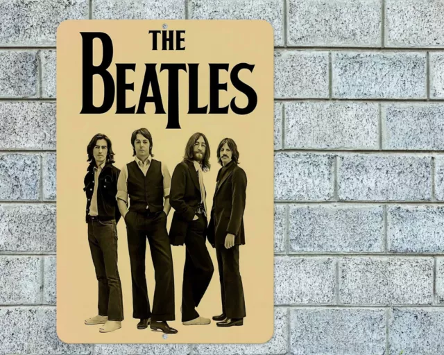 The Beatles Sign Aluminum Metal 8"x12" Garage Man Cave Classic Rock Concert