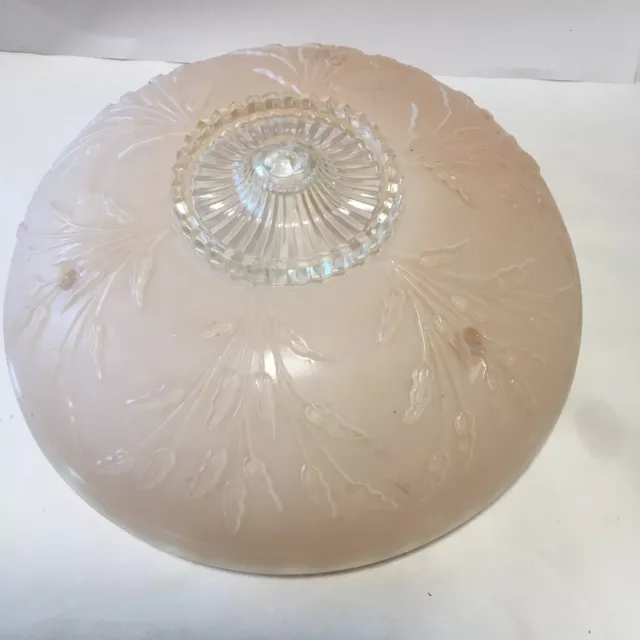 WHEAT PATTERN VINTAGE LIGHT SHADE MID CENTURY FROSTED PINK (floor)