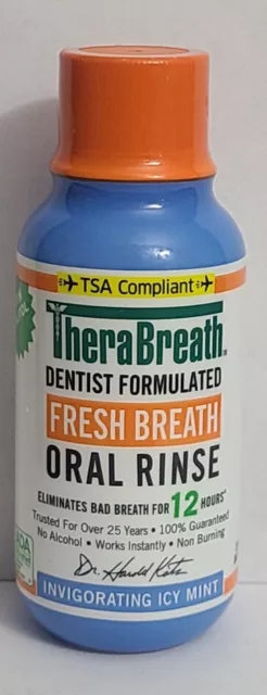 TheraBreath Fresh Breath Oral Rinse - Icy Mint Flavor, 3 Fl oz. 07/2025 TheraBreath Fresh Breath Oral Rinse - Icy Mint Flavor, 3 Fl oz. 07/2025