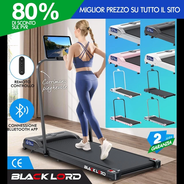 BLACK LORD Tapis Roulant, per Casa e Ufficio, Attrezzatura Fitness 3.2CV, Incline al 4%, Portatile Sotto il Tavolo, Controllo Remoto Bluetooth, Allenatore Cardio Aerobico, Bianco