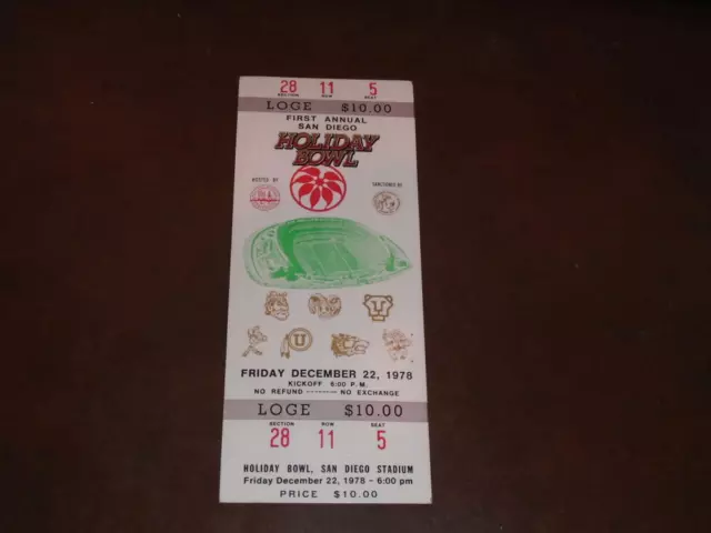 1978 HOLIDAY BOWL 1ST ANNUAL FOOTBALL FULL TICKET NAVY VS BYU JIM McMAHON