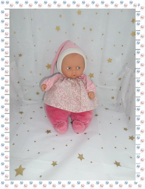 ⑤ - Doudou Poupée Lutin Rose Fleur  Babipouce  Blouse Fleurs  Corolle 30 cm