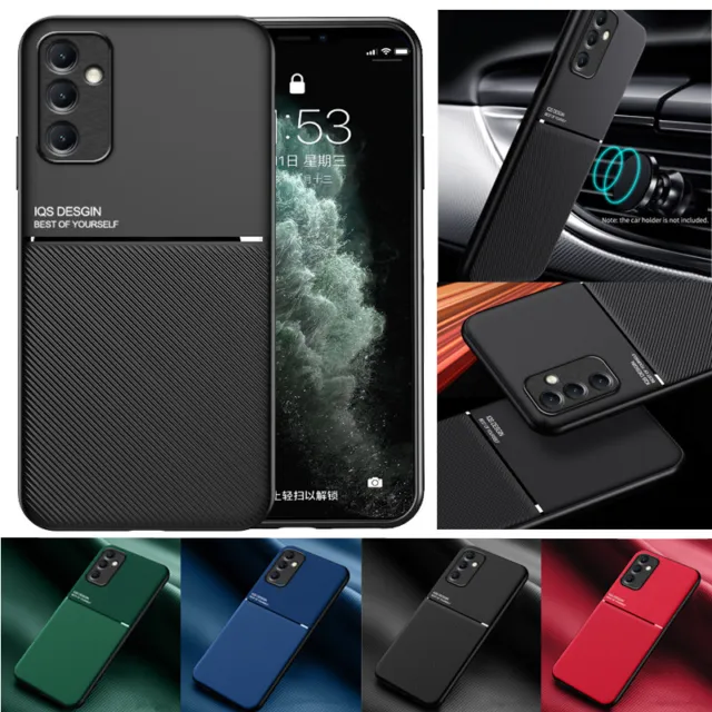 Magnetic PU Leather Metal Slim Carbon Fiber Hybrid Hard Cell Phone Case Cover