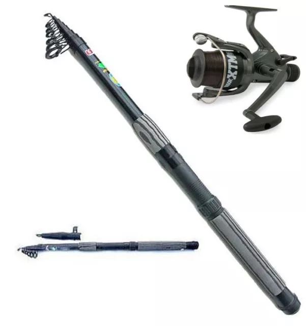 Carbon Telescopic Fishing Rod 3.6m & Shakespeare Beta Reel With