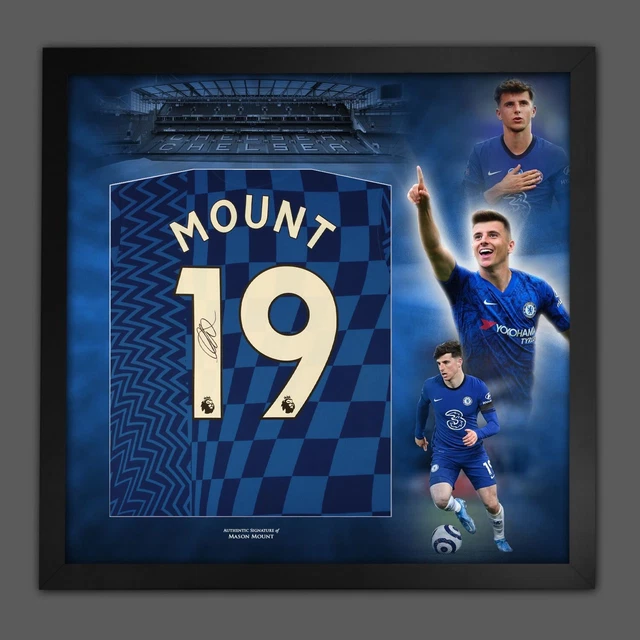 Mason Mount Signed  Chelsea Fc Football Shirt In Framed Picture Mount Display