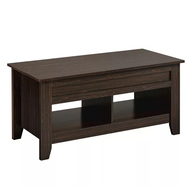 Mesa Centro Elevable Salón Mesa de Café con Revistero Marrón Madera 104x49x61cm