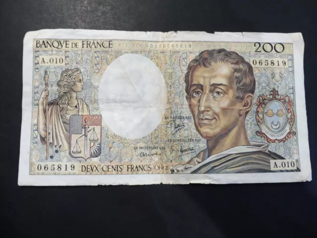 Ancien Billet France  200 Frs  Montesquieu 1982   Tb     Promo