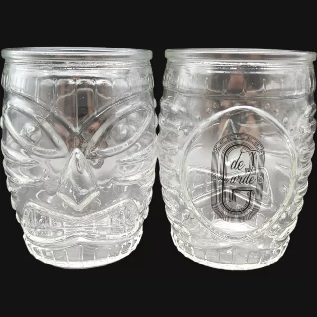 De Garde Brewing Tiki Man Rocks Glasses 16oz Large Clear 3D Double Old Fashioned