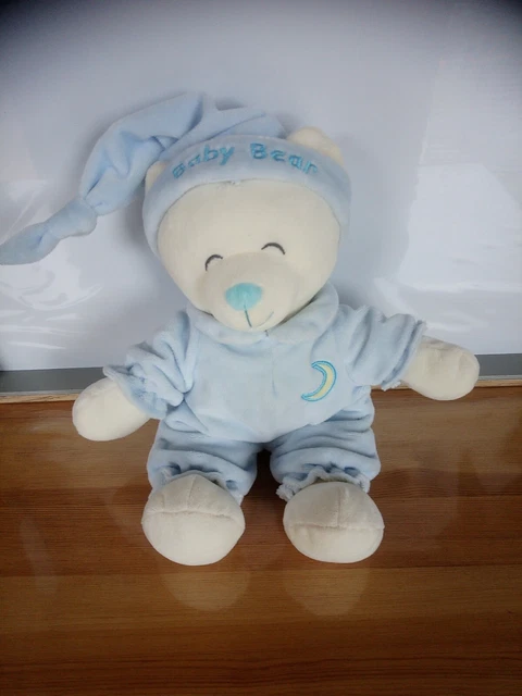 Peluche doudou ours bleu ciel blanc Baby bear lune Gipsy état neuf  + cadeau