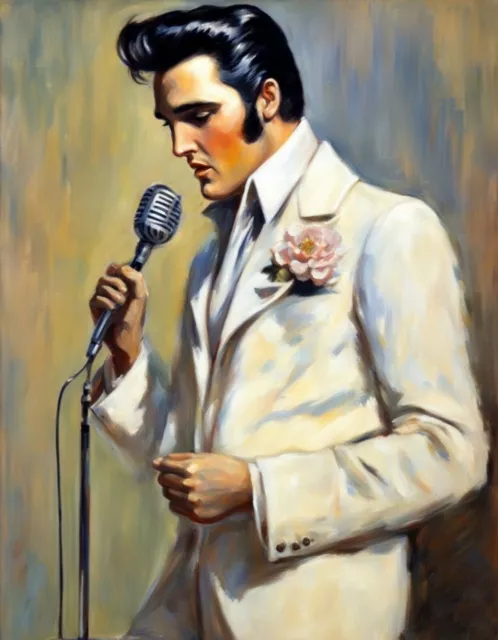 Elvis Presley One Off Original Artwork Canvas Print 16"x24" Elvis Canvas Print