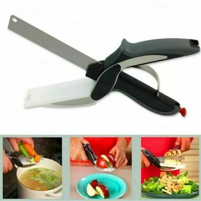 CLEVER CUTTER 2-in-1 KNIFE High Quality & Cutting Board Scissors Stainless