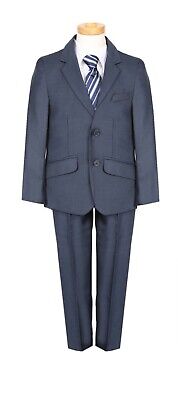 boys Navy blue Chambray pattern formal suit executive special occasion wedding