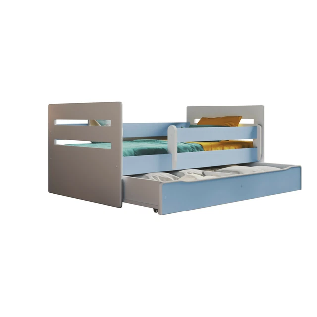Kinderbett Riley inkl. Rollrost + Bettschublade MDF Holz blau 80*140/160/180 cm