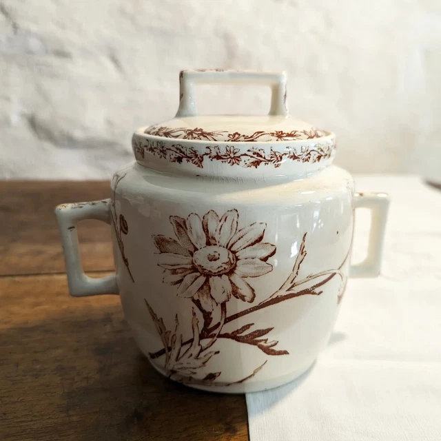 Rare Sucrier Ancien En Faience Terre De Fer Lunéville Keller Et Guérin