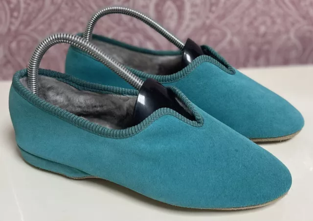 LADIES DRAPER OF Glastonbury House Shoes Sheepskin Slippers Turquoise Size UK 5 45.00 PicClick UK