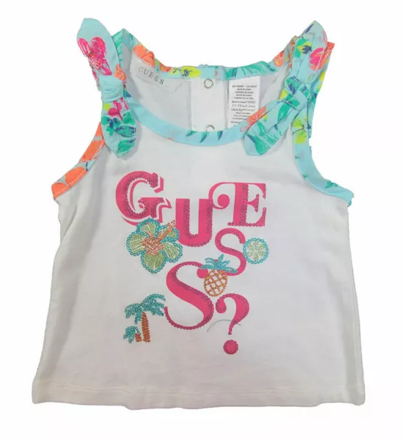 Guess Infant Girls White Floral Tank Top Size 18M