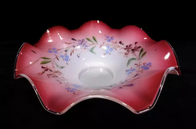 Antique Victorian Pink & Milk Glass Bon Bon Dish Brides Basket Bowl