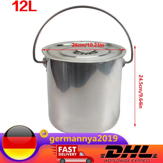Secchio in acciaio inox 12 L secchio per alimenti secchio per latte con manico coperchio secchio da cucina secchio