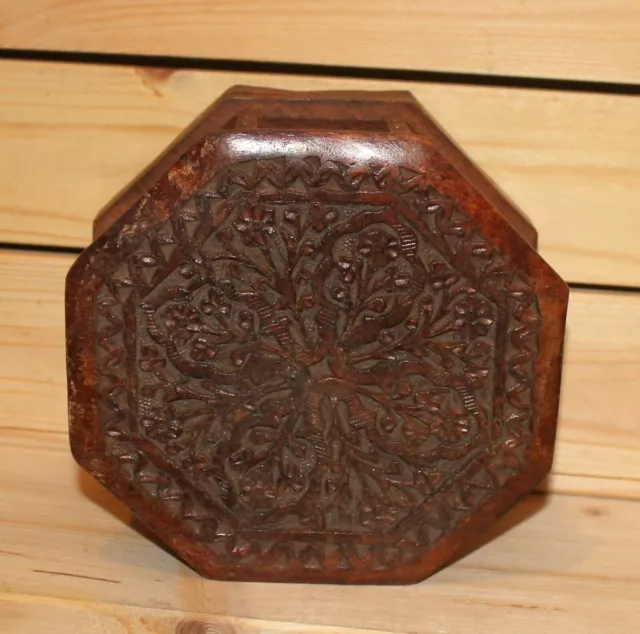Vintage hand carved floral wood box