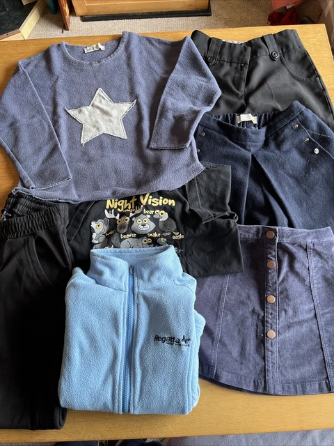 Girls Blue & Black Bundle Age 7-8 Years, Lonsdale, TU ,Zara, Regatta 7 Items