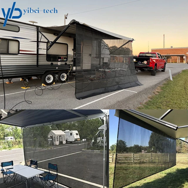 11''-21'' RV Awning Sun Shade Black Mesh Screen Sunshade Kit For Camping Trailer