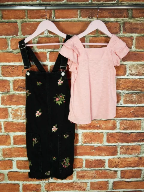 Girls Bundle Age 5-6 Years Topshop Zara Denim Pinafore Dress T-Shirt Kids 116Cm