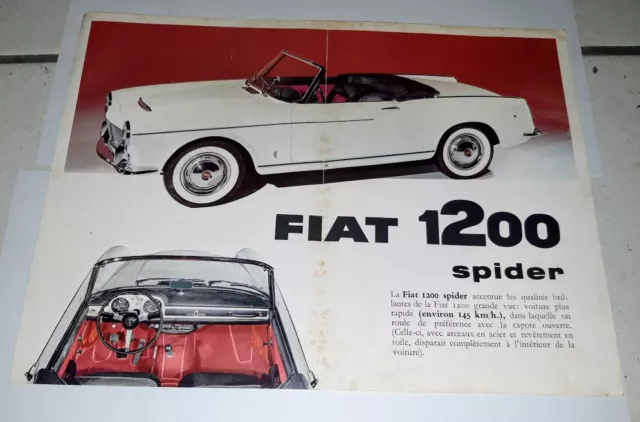 Brochure Depliant Advertisement Fiat 1200 Spider Francese Français French 1957