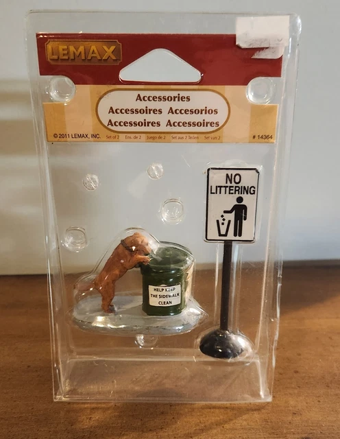 Retired 2011 Lemax No Littering Set With Dog  #14364