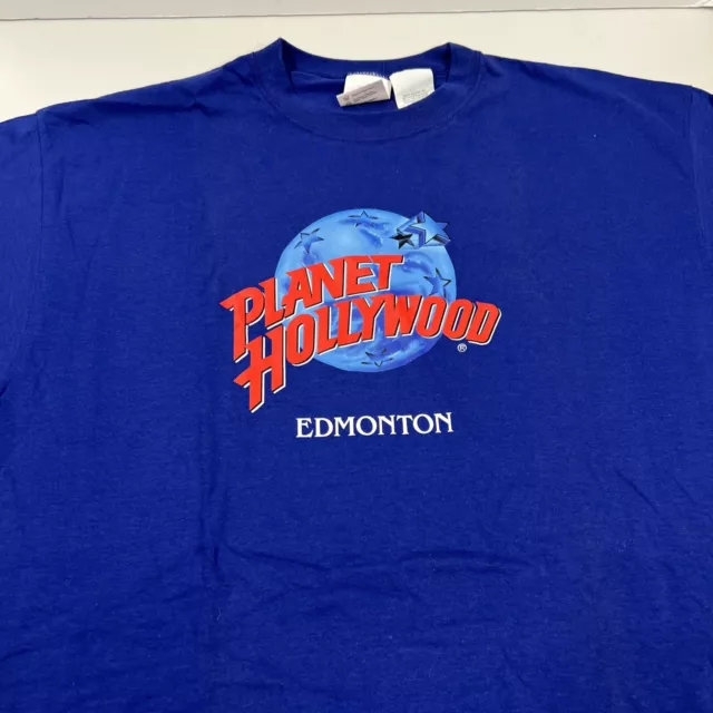 Vintage 90s Planet Hollywood Edmonton Adult Sz XL Blue Made In USA T Shirt