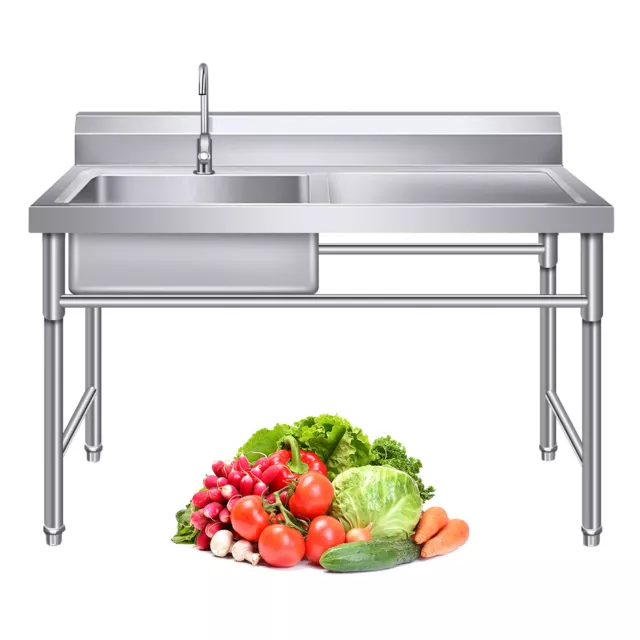 Utility Kitchen Sink Standing Stainless-Steel Double Bowl Commercial Restaurant