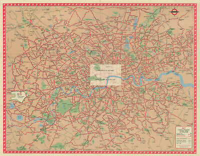 LONDON TRANSPORT CENTRAL Buses map and list of routes. LEWIS #2 1962 ...