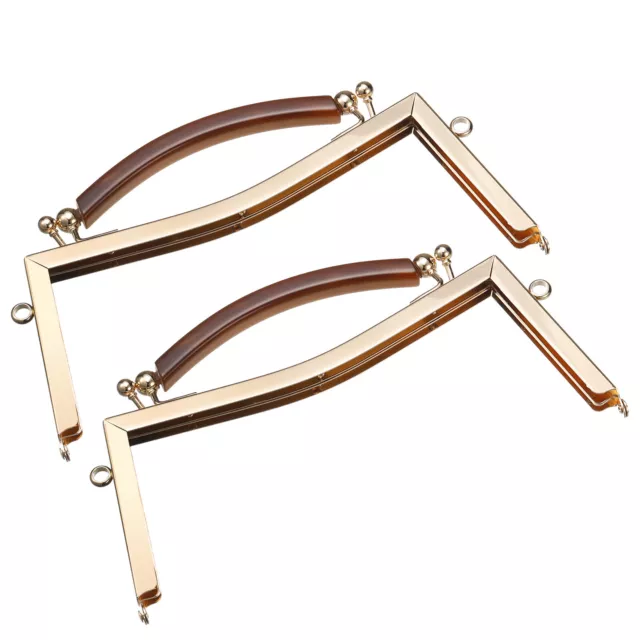 2 Pcs Metal Purse Frames Kiss Lock Clasp Frame Clutch Frame with Handle Gold