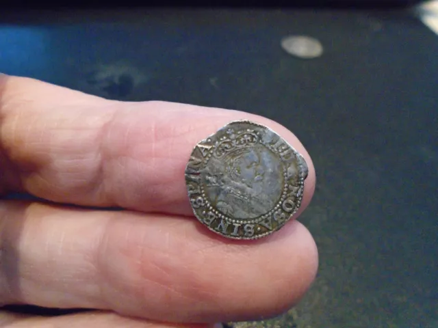 KING JAMES 1ST SILVER HAMMERED HALFGROAT mm THISTLE 1ST COINAGE S2649 DTECT FIND