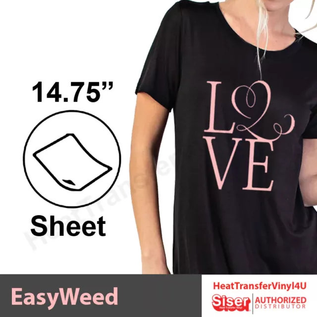 Siser EasyWeed Iron On Heat Transfer Vinyl 15" x 12" (3 Sheets) *Message Colors*