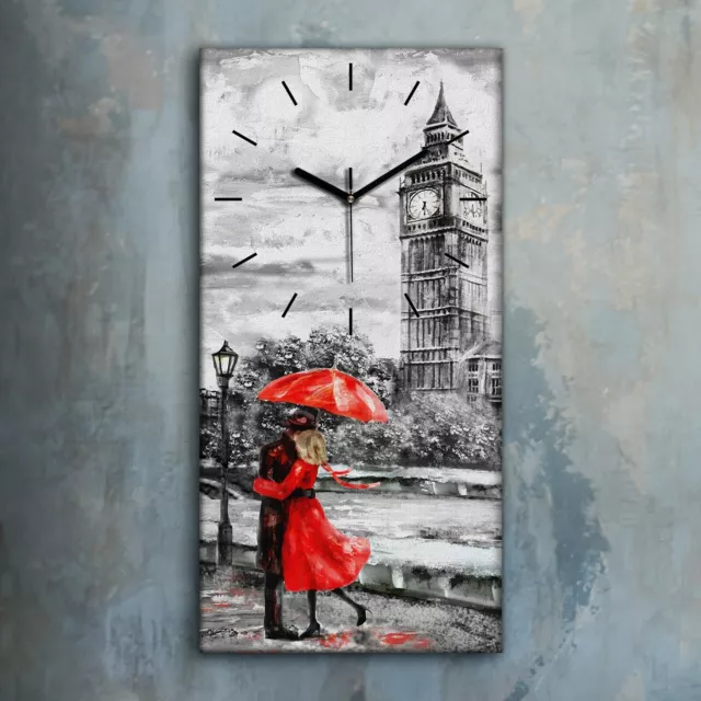 Horloge murale sur toile 30x60 Abstrait Londres Couple Image Art Cuisine