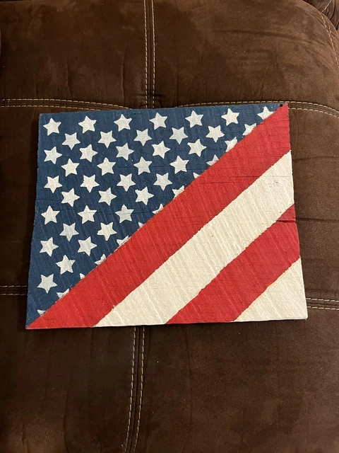 reclaimed Barn Wood Rustic American Flag 9.75”x11.5” Handcrafted Art