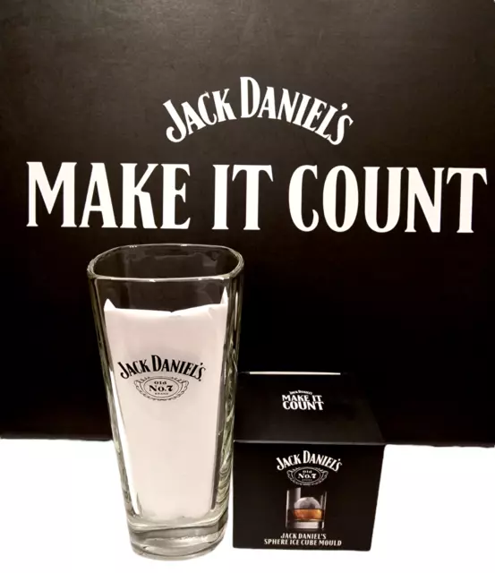 Official Jack Daniels Ice Cube Mould & Long Drink HighBall Glass Gift Collectors