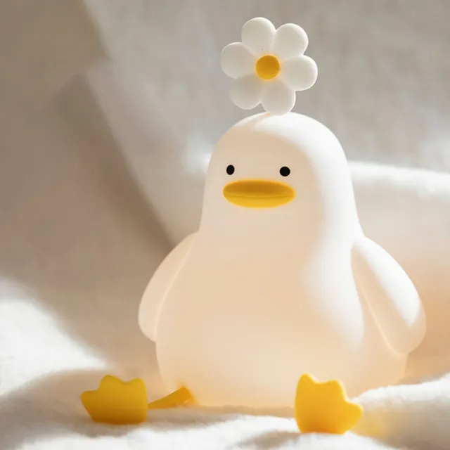 Belle veilleuse canard avec fleur DEL rechargeable petite lampe pour chambre à
