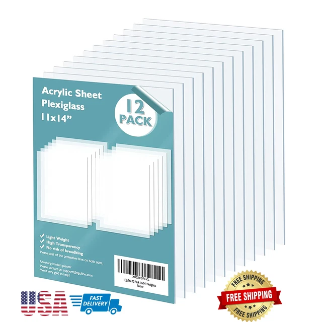 ACRYLIC PLEXIGLASS SHEET Clear Thick Pack 1/8" Plastic 12" Size Sheets