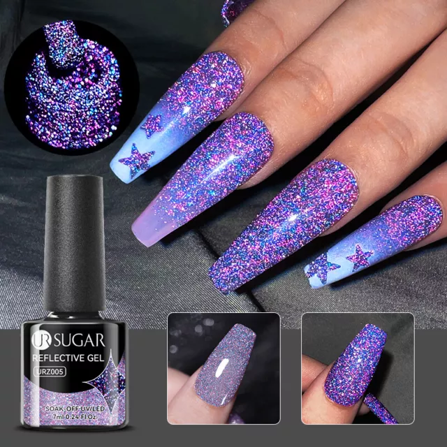 UR SUGAR 7ml Reflektierende Glitter Gel Semi Permanent UV LED Gel Lack Nail Art