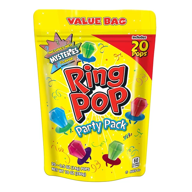 Ring Pop Individually Wrapped Bulk Lollipop Variety Party Pack â€“ 20 Count