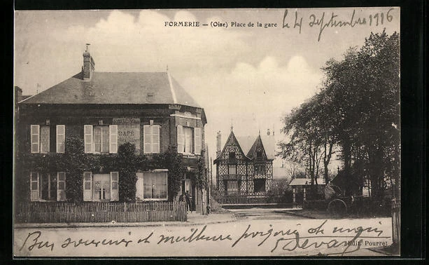 CPA Formerie, Place de la gare