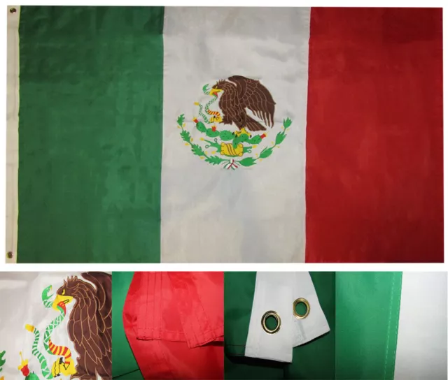 4x6 Mexico Mexican Country 4'x6' 210D Nylon Embroidered Flag DOUBLE SIDED