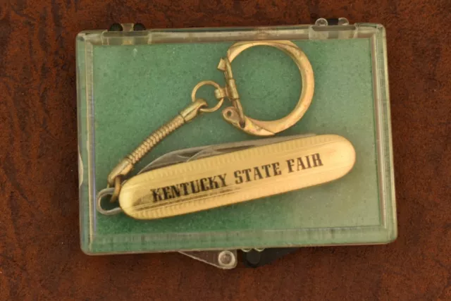 VINTAGE 1970's COLONIAL PROV RI USA KY STATE FAIR GENTS KNIFE GOLD NICE (6657)