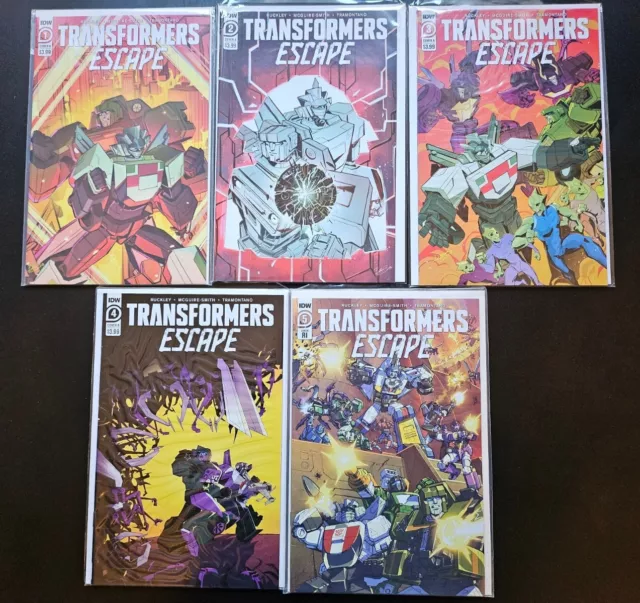 Transformers: ESCAPE (2020) 5x Issues Complete Set - 1A, 2A, 3A, 4B, 5RI Ruckley