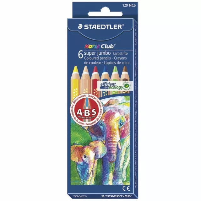 Staedtler Noris Super Jumbo Coloured Pencils - Assorted - 6 Pack